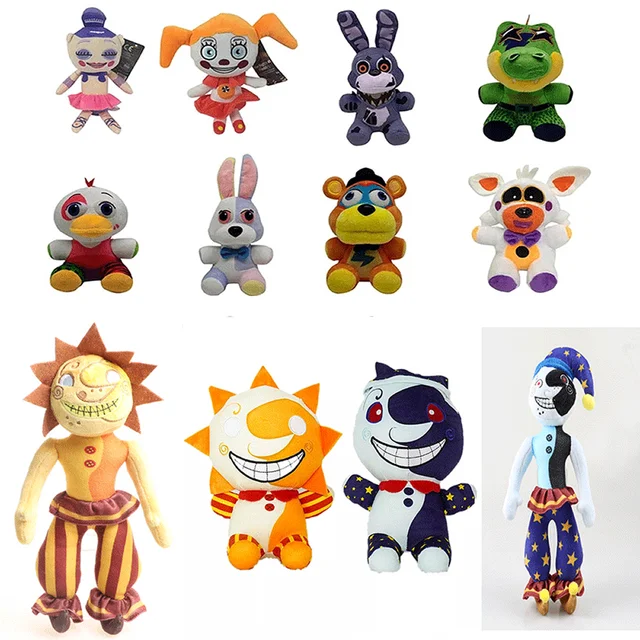 Jogos de moda sundrop moondrop fnaf brinquedos de pelúcia bonito macio  recheado dos desenhos animados jogo