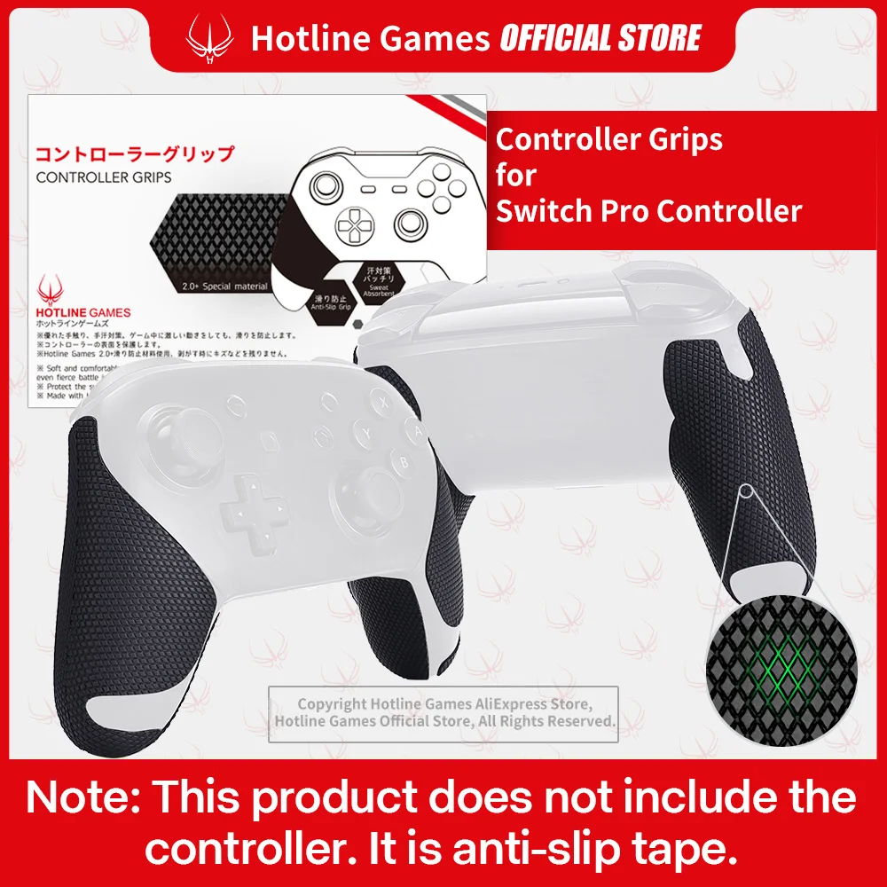 4 Pezzi Hotline Games 2.0 Plus Controller Grip Tape Compatibile Con Switch Pro Controller, Antiscivolo, Traspirante