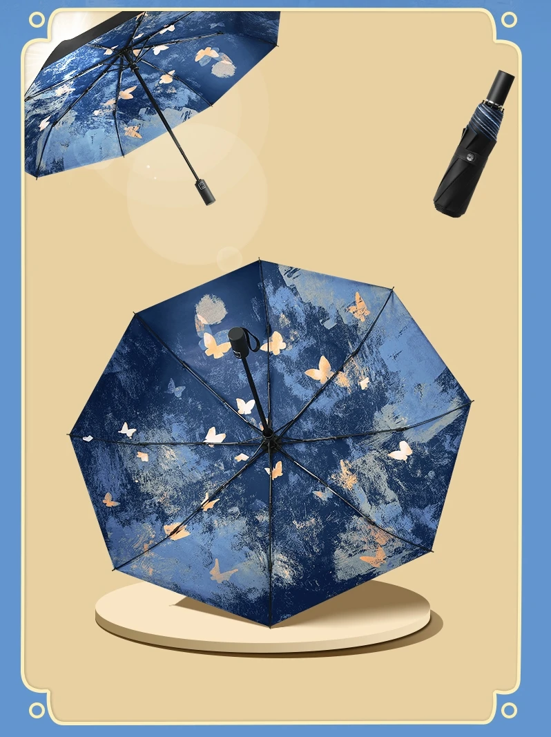 Butterfly Sun Umbrella Sun Protection UV Protection Women's Vinyl Rain or Shine Fully Automatic