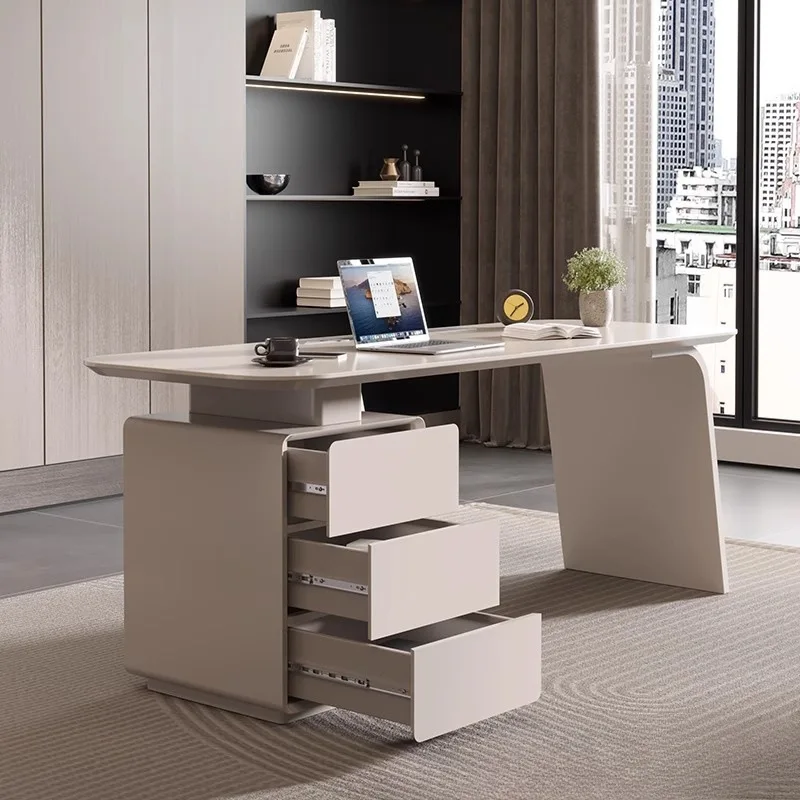 

Light luxury desk, home study, Italian minimalist solid wood computer desk