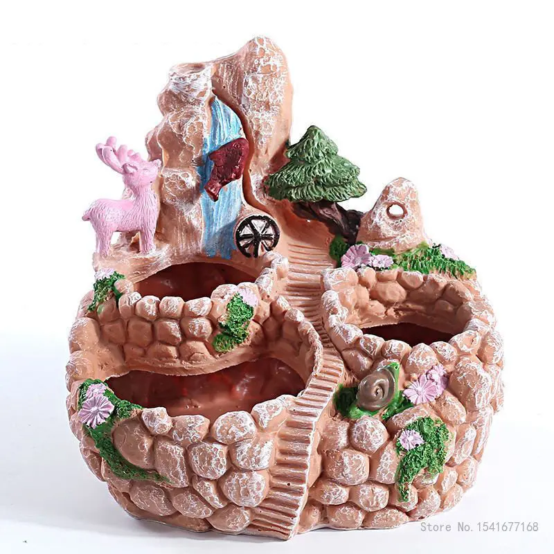 Creative Simulated Stone Resin Flowerpots, Micro Landscape, Large Caliber, Household, House, Home, Garden, Simulated, 1Pc