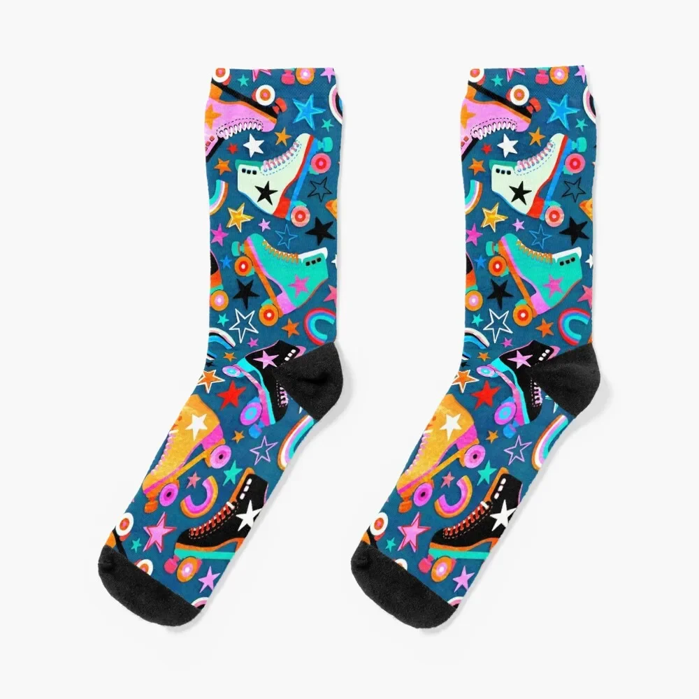 

Retro Rainbow Roller Skates and Stars Socks ankle Climbing loose winter Woman Socks Men's