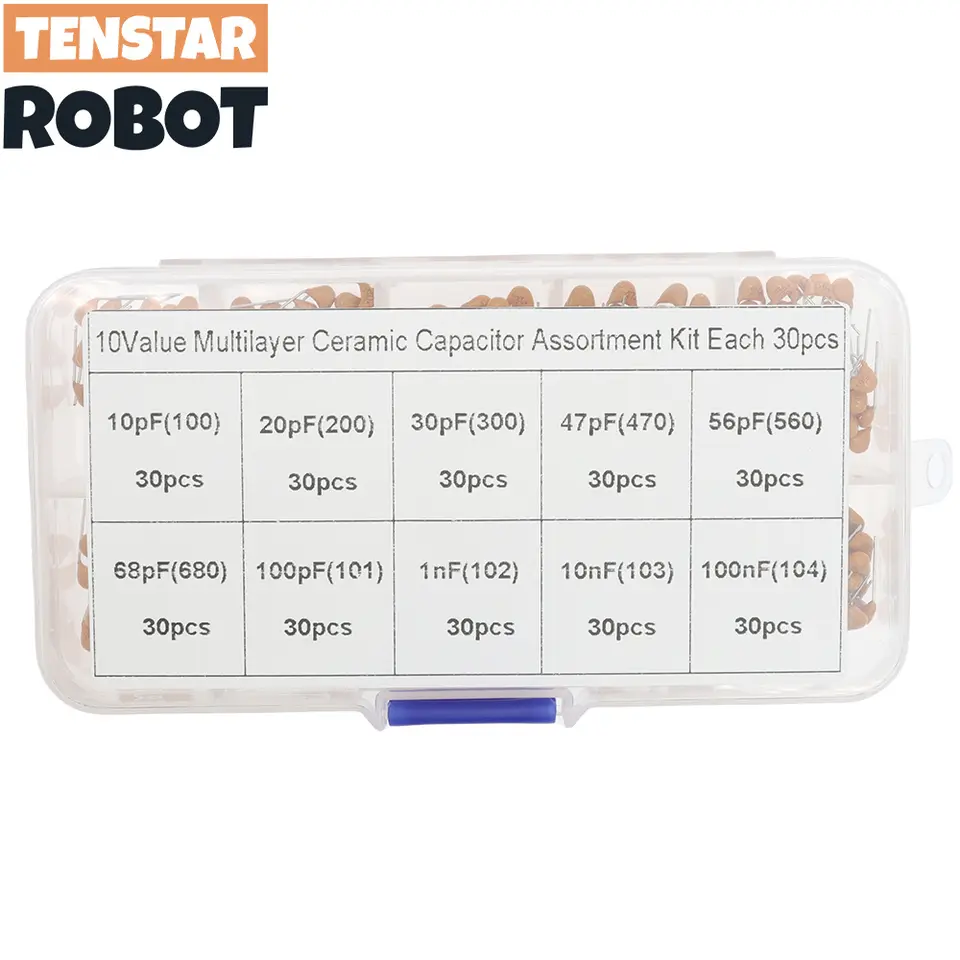 300pcs 10value 50v 10pf 20pf 30pf 47pf 56pf 68pf 100pf 1nf 10nf 100nf Multilayer Ceramic Capacitor Assortment Kit image 2