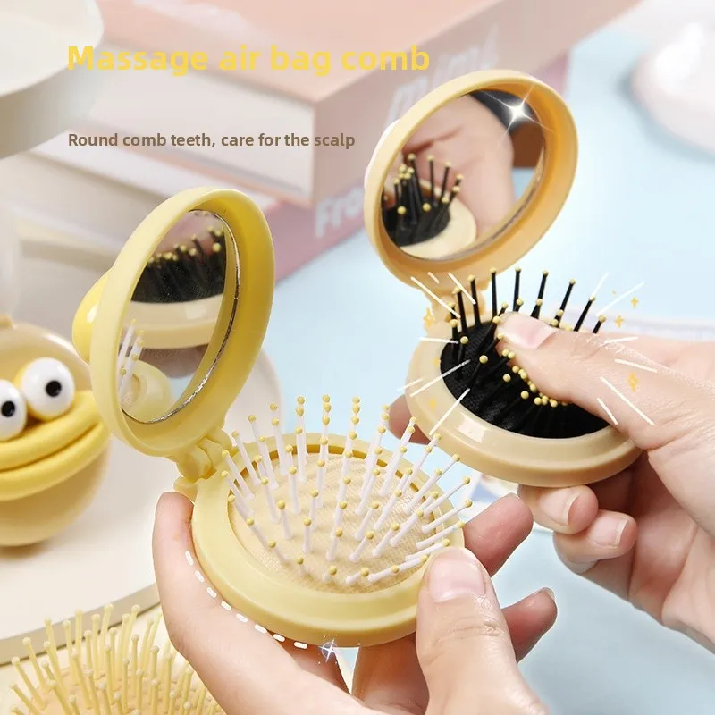 Portable  Iatable Comb Cute Big Mouth Air Cuion Bru for Students Girls Personal Massage Comb Folding Comb W9