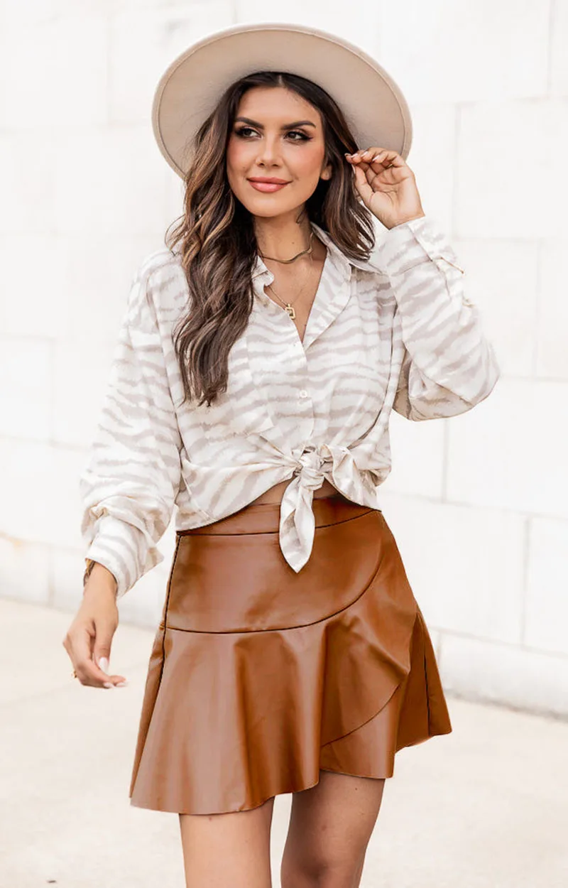 Women Faux Leather High Waist Skirt Image 9