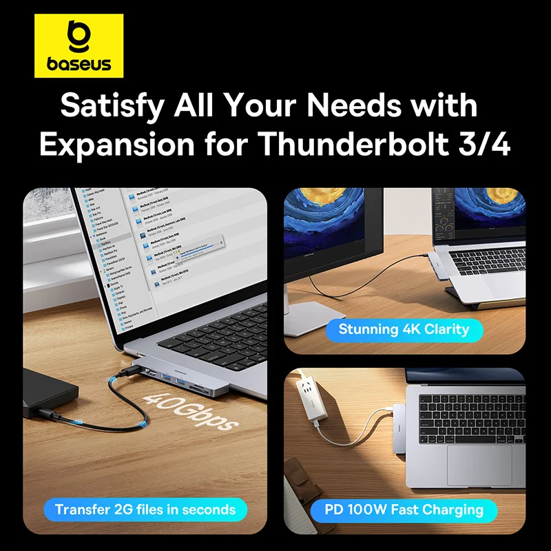 Baseus Dual USB-C Hub with 4K HDMI and SD/TF Card Reader