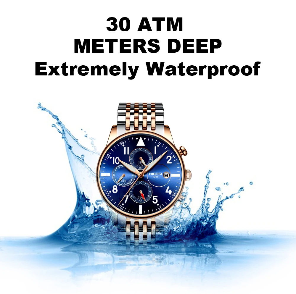Fashion NIBOSI Mens Watches 2024 Top Brand Sport Wristwacthes Waterproof Full Steel Luxury Quartz Male Clock Relogio Masculino