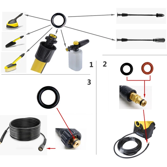 22Pcs For Karcher K2 K3 K4 K5 K6 K7 High Pressure Washer Nozzle O Ring Seal  C Clip Set 2.640-729.0 Pressure Washers Parts - AliExpress