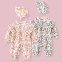 New Baby Girl Jumpsuit Long Sleeved Cotton Floral Printing New Autumn Infant Rompers Newborn Baby Girl Jumpsuit Children Clothes