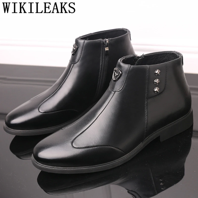 klap begå Swipe Winter Boots Leather Shoes Men Office Shoes Coiffeur Ankle Boots Men Dress  Shoes Formal Dresses Business Shoes Men Black Boots _ - AliExpress Mobile