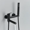 POIQIHY Black Bathtub Faucet In Wall Rotating Spout Bathroom Tub Mixer Tap Single Handle multifunction Handshower Shower System 2