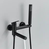 POIQIHY Black Bathtub Faucet In Wall Rotating Spout Bathroom Tub Mixer Tap Single Handle multifunction Handshower Shower System 2