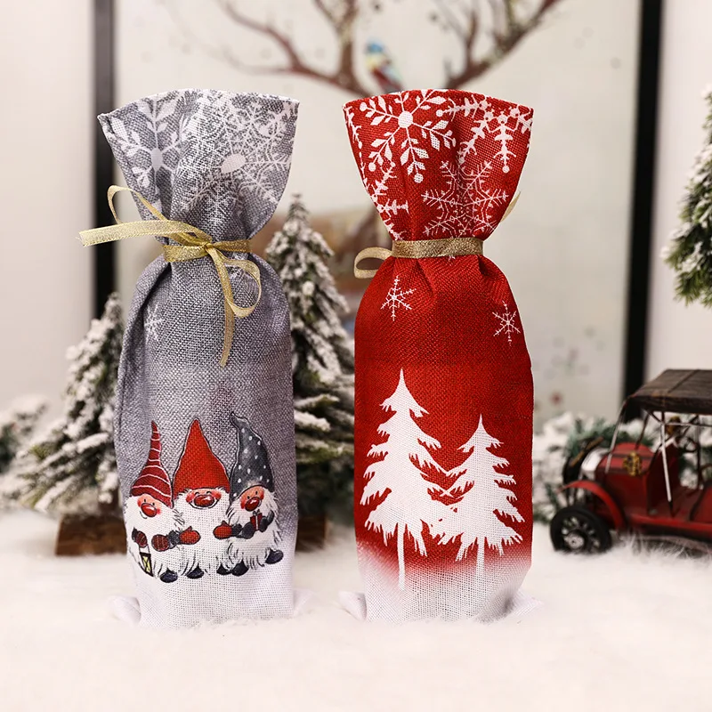 Christmas Wine Bottle Cover christmas decorations Merry Christmas Decor Home Gnomes Table Decor Xmas Gift Happy New Year Navidad