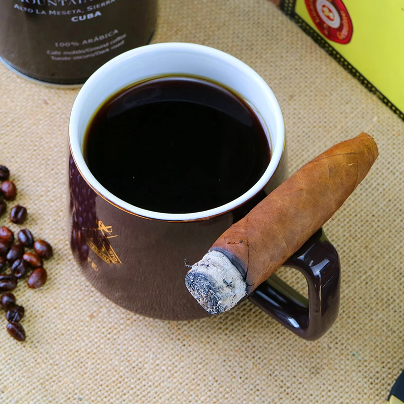 

Classic Cigar Ashtray Portable Ceramic Cigar Cup 1 Rest Holder Mug Round 1 Ash Slot Gift Box for cigar Accessories