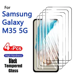 Premium Tempered Glass Screen Protector for Galaxy M35 5G - Crystal Clear, Anti - Scratch, Fingerprint Resistant (Black)