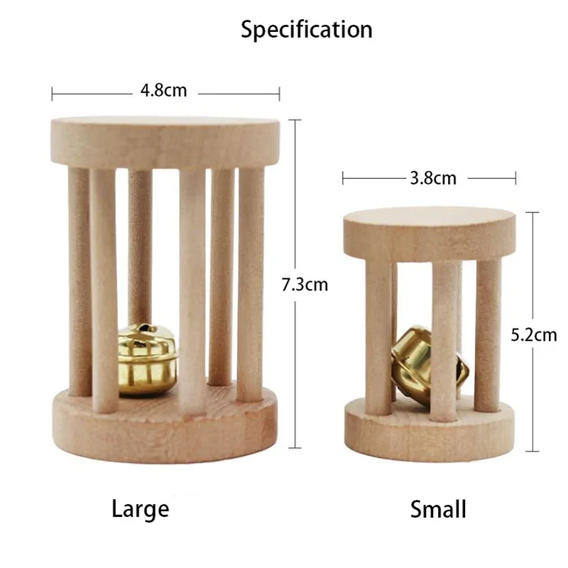 Natural Wood Pet Parrot Raw Wood Toy With Bell Squirrel Bird Hamster Branch Perches Chew Bite Toys Rings Funny Toy For Bird 4