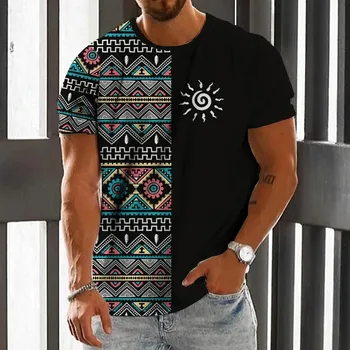 T-shirt oversize con collo rotondo stampato da uomo sportivo casual estivo con stampa ampia, top a maniche corte comodo e alla moda 1