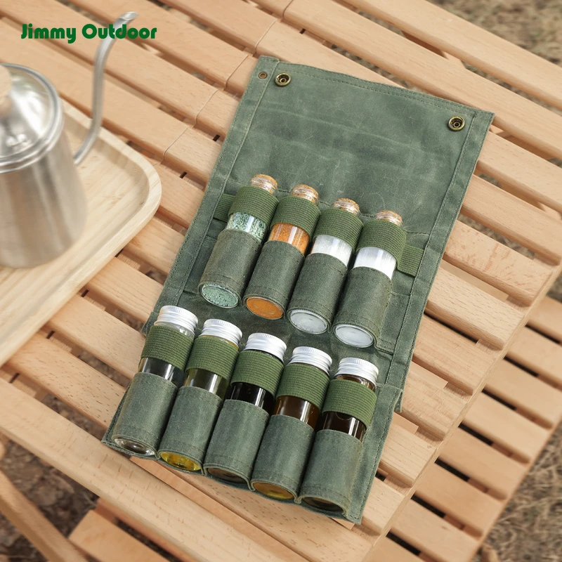 

Outdoor Camping Spice Bottle Bag Set Portable Camping Spice Bottle Storage Bag Free 9pcs Glass Spice Bottles Outdoor Camping