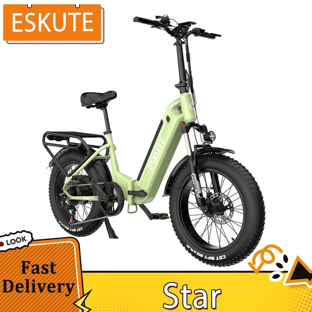 Eskute Star Falt-Elektro fahrrad 20*4.0 ''Fett reifen Fahrrad 250W Motor 25  km/h Höchst geschwindigkeit E-Bike 48V 25ah Batterie für km Reichweite _ -  AliExpress Mobile