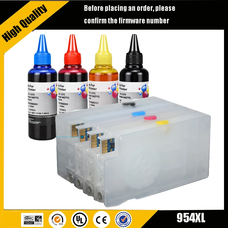 Enkshop 954 954XL Refillable Ink Cartridge With Auto Reset Chip for Hp ...