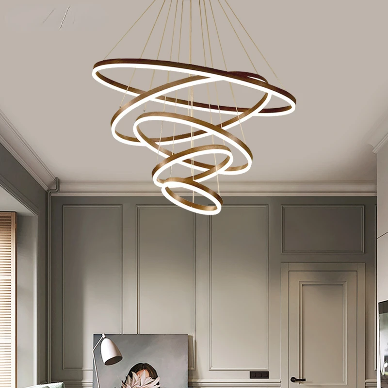 Led Rings Circle Ceiling Hanging Chandelier Modern Pendant Lamp Black Loft Living Dining Room Kitchen Indoor Lighting Fixture