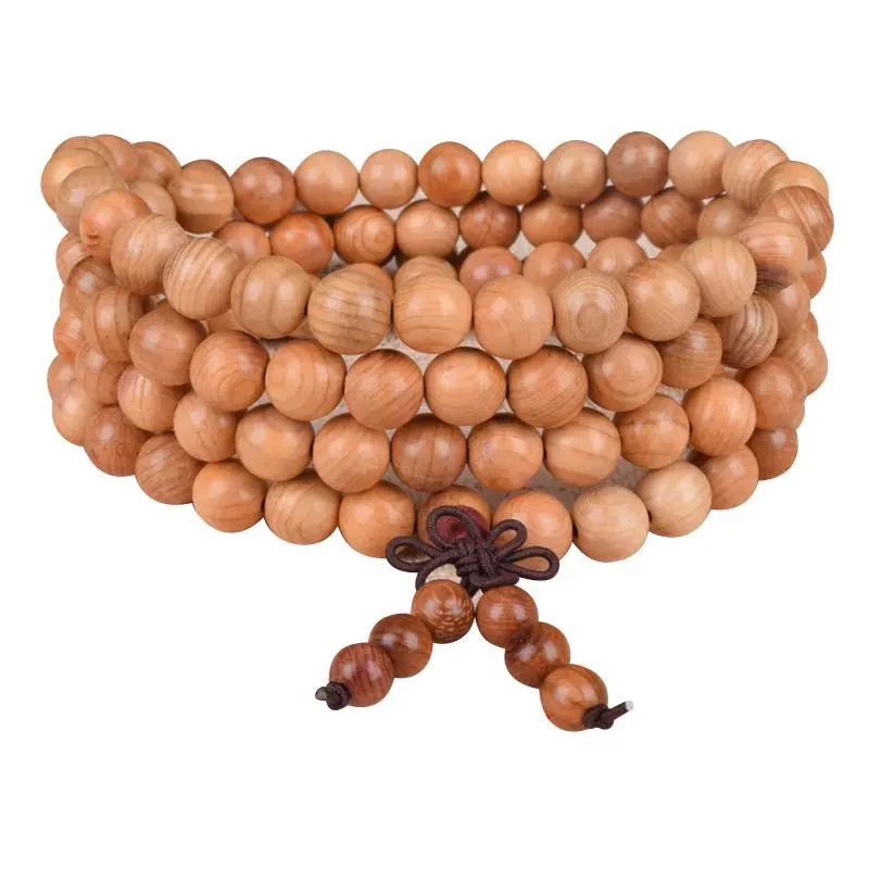 6/8mm Natural Sandalwood Buddhist Buddha Meditation Wood Prayer Bead Mala Bracelet Bangles Women Men Jewelry 108 Beads Bijoux