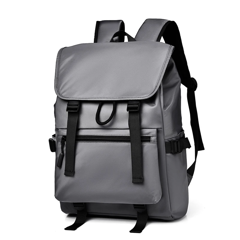 Men's Stylish Black Backpack Large Capacity Casual Rucksack Durable Shoulder Bag with Buckle Details
