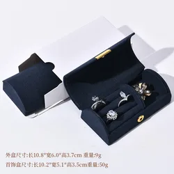 Compact Velvet Travel Jewelry Organizer - Elegant Storage for Rings and Earrings, Perfect Gift for Her (Navy Blue)
