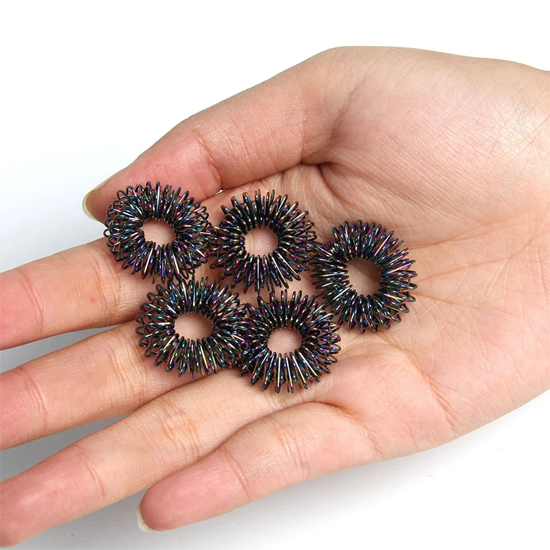 Finger Massage Ring Acupuncture Ring Therapy Relax Hand 5pcs/Set Black Gold