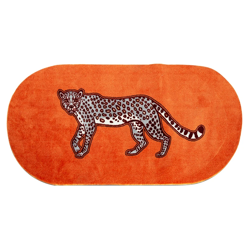 

Light luxury, orange oval carpet, animal leopard print floor mat, bedroom, bedside, balcony, tatami mats