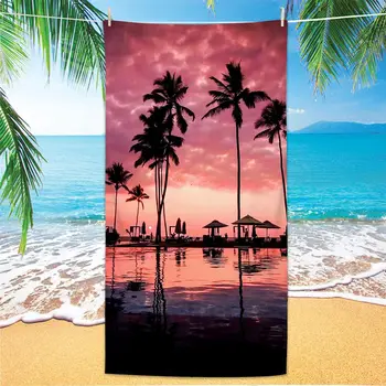 Coconut Palm Trees Beach Towel Microfiber Tropical Beach Beach Towels for Travel Quick Dry Super Absorbent Sand Proof Bath Towel