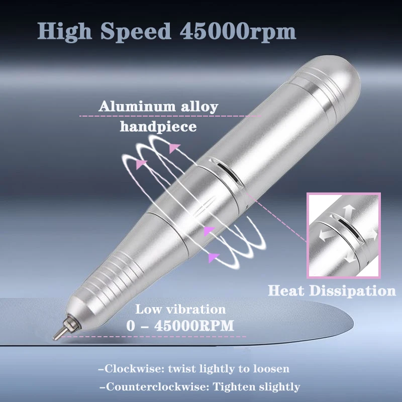 45000RPM Rechargeable Electric Nail Drill Machine With USB Connector Nail Polish Remover Drill Set Manicure Sander Low Noise 5