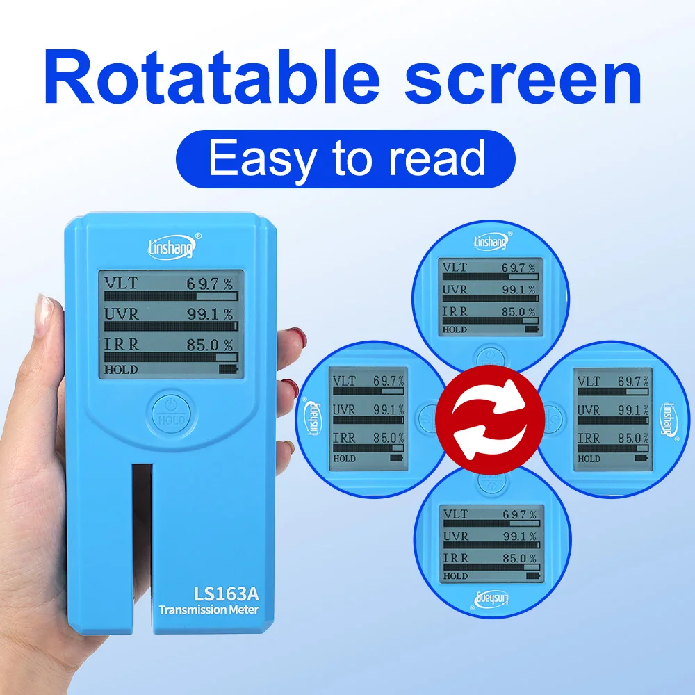 Solar Film Transmission Meter Window Tint Meter Solar Film Tester 3 in 1 Transmission Meter Car Tint Uv Ir Vlt Transmission for Window Film LS163 LS163A