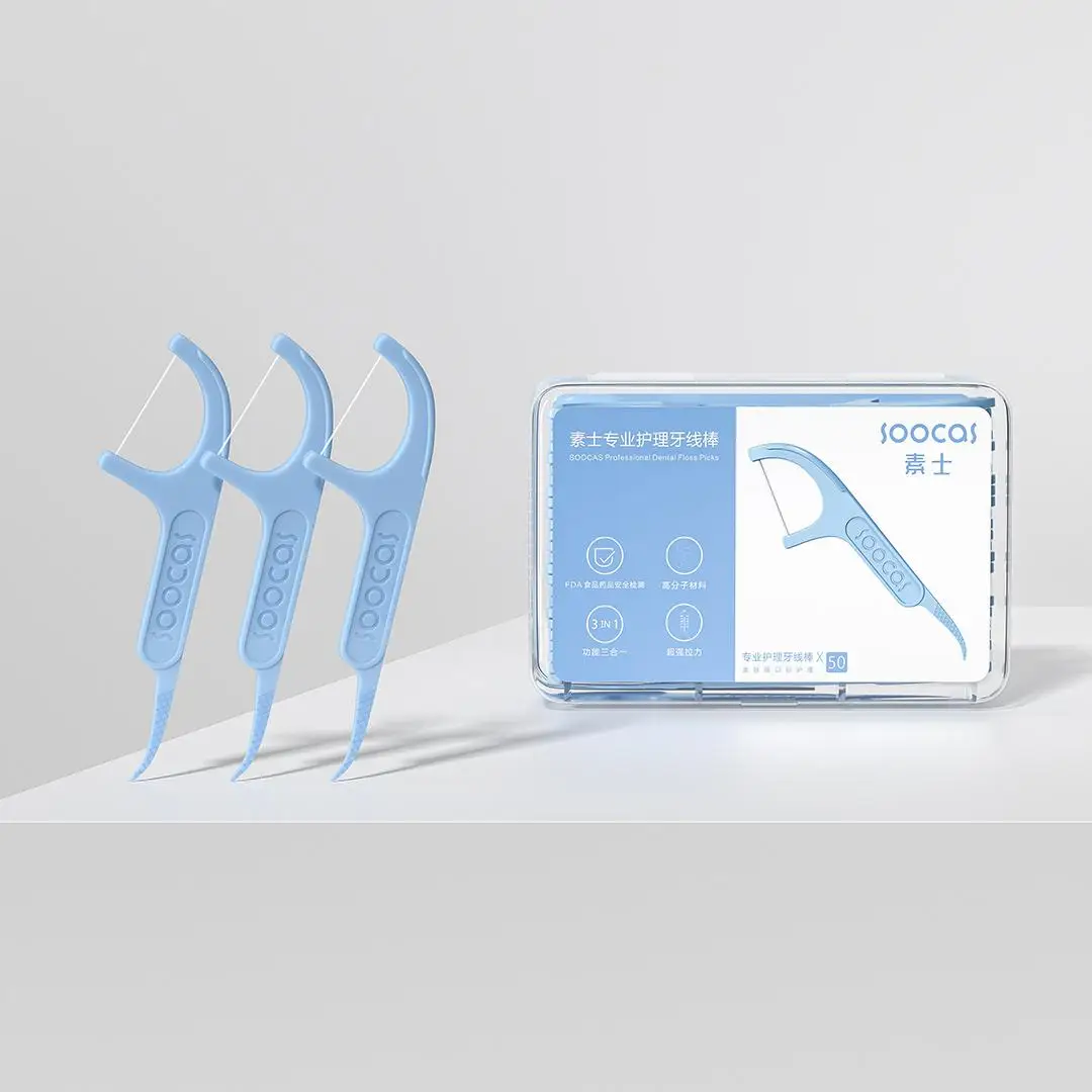 

SOOCAS Dental Floss Pick Teeth Tooth Toothpicks Stick Oral Care Ergonomic Design FDA Testing Food Grade 50pcs/Box