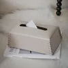 Tissue Box Luxury Woven PU Leather Napkin Case Pure Color Tissue Paper Holder Desktop Home Decoration Creative Paper Towel Cover 2