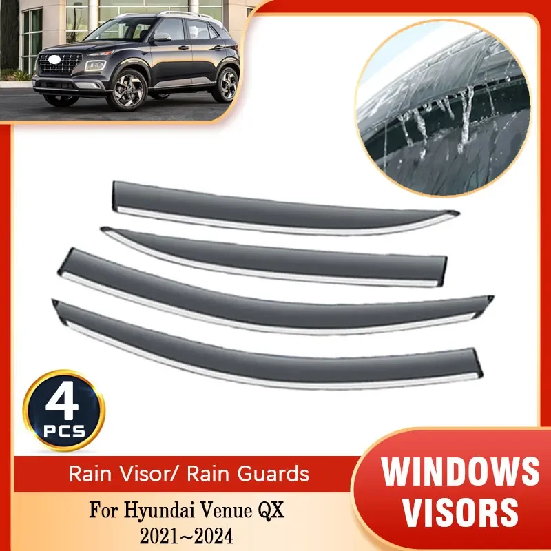 Car Windows visor For Hyundai Venue QX Weather Shield Side Window Sun Rain Deflector Visor Guard Vent