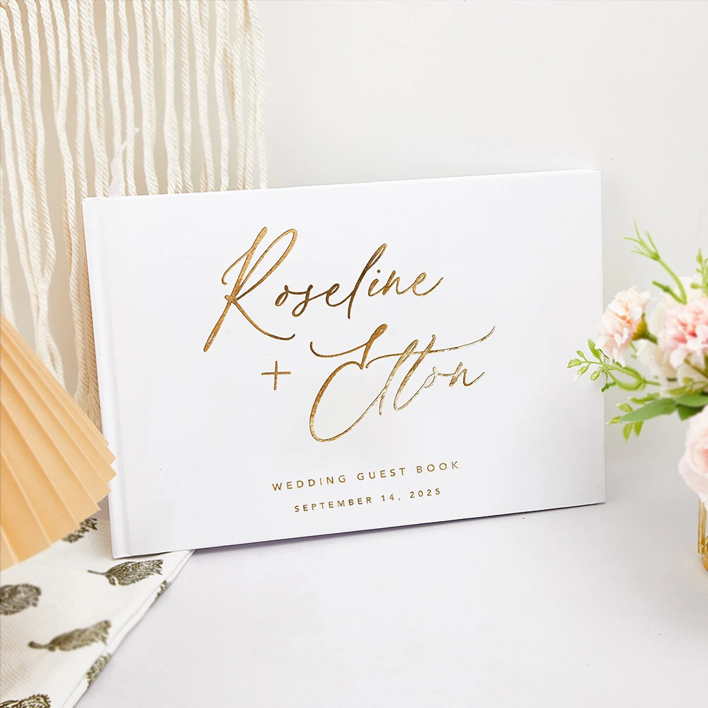 Personalized Wedding Guest Book | Custom Reception Guestbook | Engagement Signning Book | Wedding Anniversary Gifts for Her