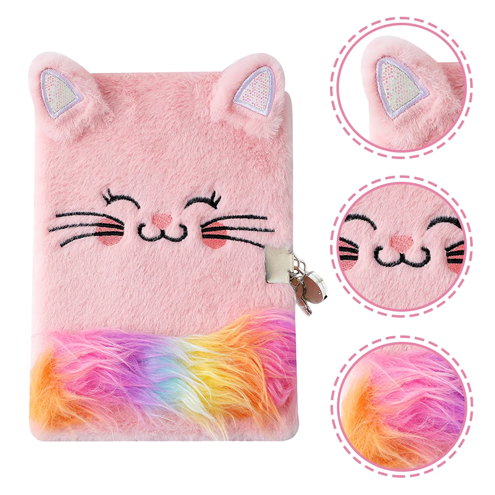 

Mi Note Notebook Cartoon Cat Diary Kids Writing Plush Animal Journal Lockable Girl Notepad Secret Girls The