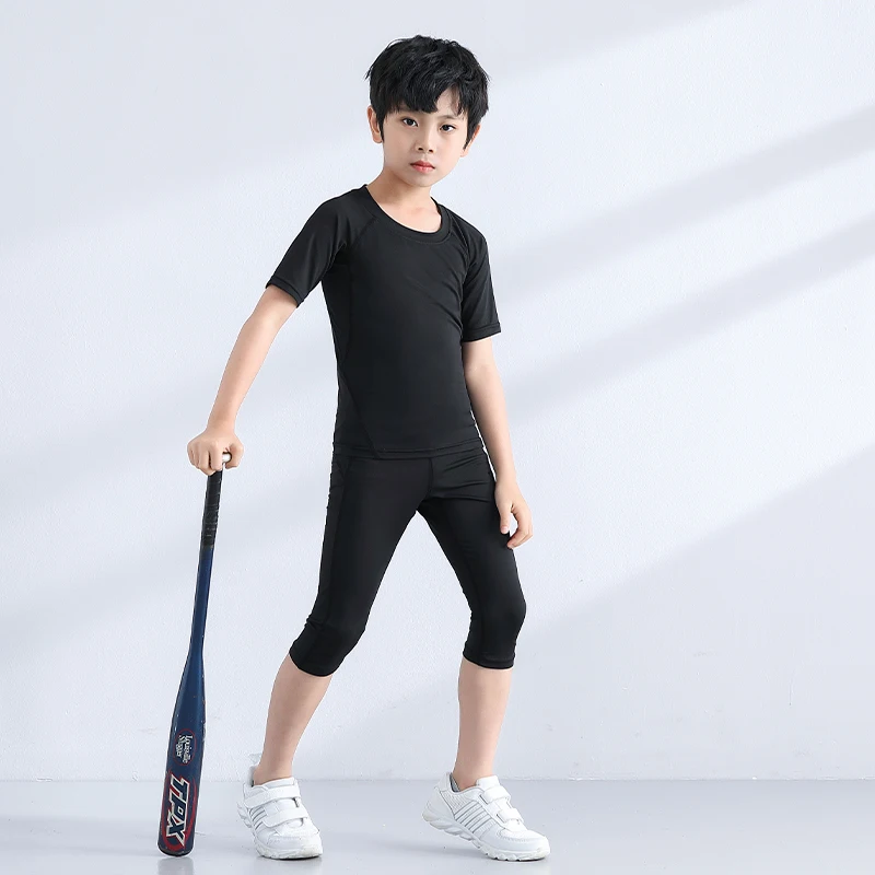 Kid Running Compression Sweatpants Gym Jogging Leggings Basketball Football Shorts Fitness Tight Outdoor Sport Clothes 826+825