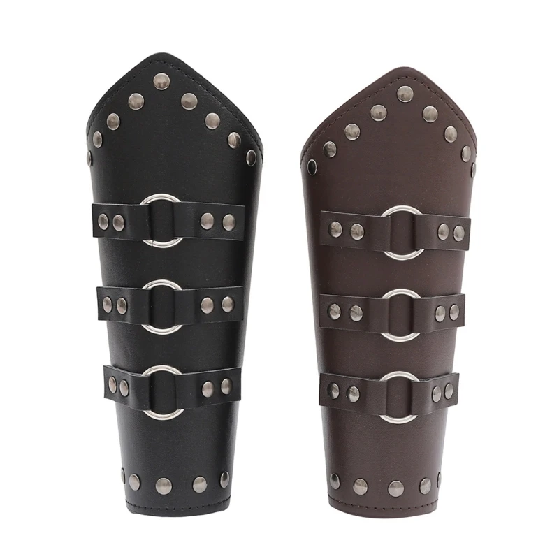 Arm Warmers Men Medieval Cosplay Lace-up Vintage Pirate Knight Gauntlet Wristband Bracer Adjustable