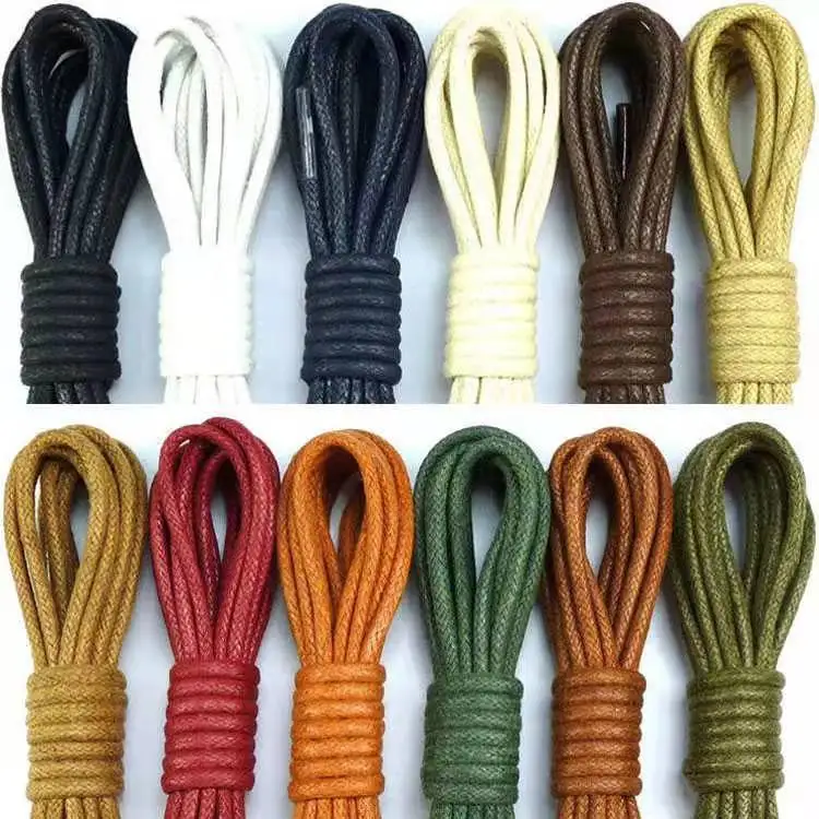 Waxed round 0.3cm thick leather shoelaces, casual leather shoelaces, Martin shoelaces