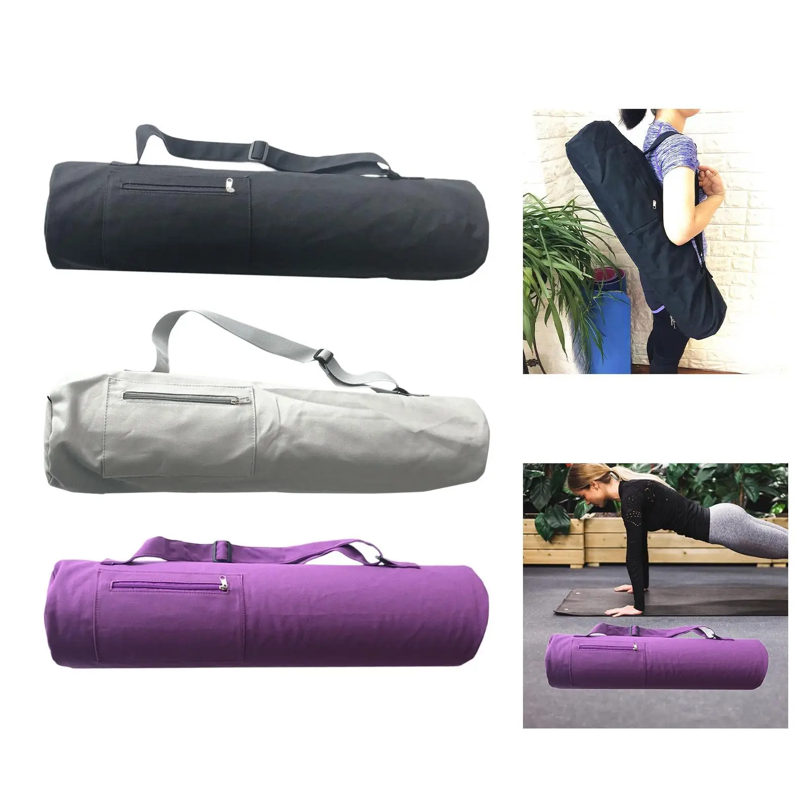 Solid Nylon Yoga Mat Gym Bag – Unisex Fitness & Travel Handbag 4