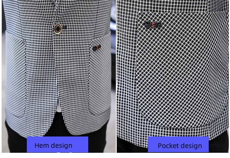 Description Picture 6 of itemNew boutique fashion trend casual suit men's suit Korean version slim handsome single west jacket men's small suit