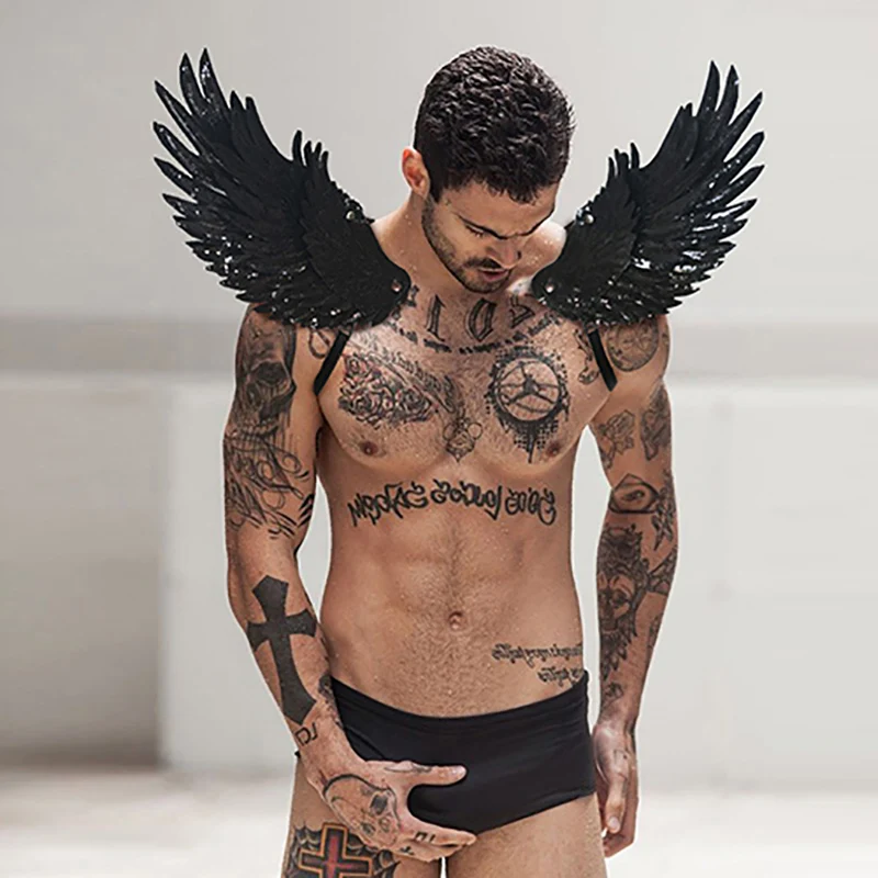 

Nightclub Bar Gogo Dance Costume Muscle Man Sequins Wing Accessories Dj Ds Party Rave Outfit Sexy Pole Dance Clothes VDB5420