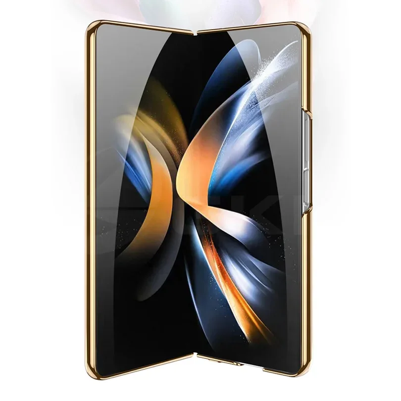 Luxury Plating Frame Case For Samsung Galaxy Z Fold 4 5G Painted Pattern Tempere