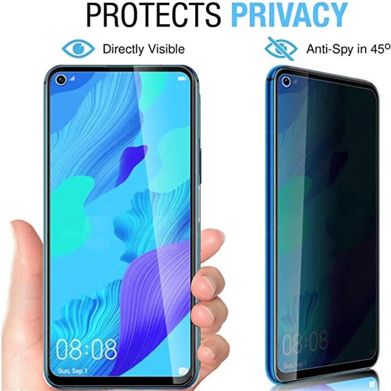 Huawei P Smart 2020 2019 Z S 용 3D 개인 정보 보호 화면 보호기 Huawei P Smart 2021 NFC Pro plus 용 스파이 방지 보호 유리