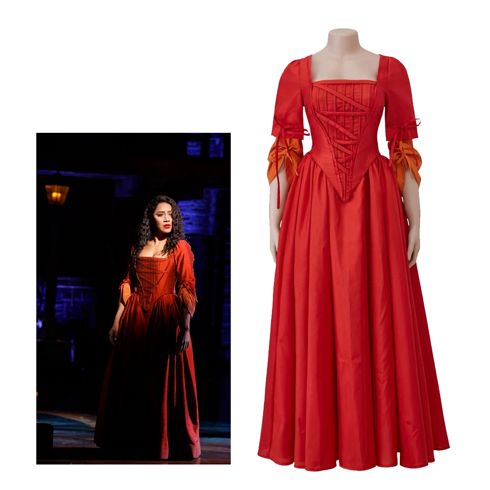 

Musical Hamilton Maria Reynolds Cosplay Costume Broadway Red Stage Performance Lady Ball Gown Victorian Medieval Colonial Dress