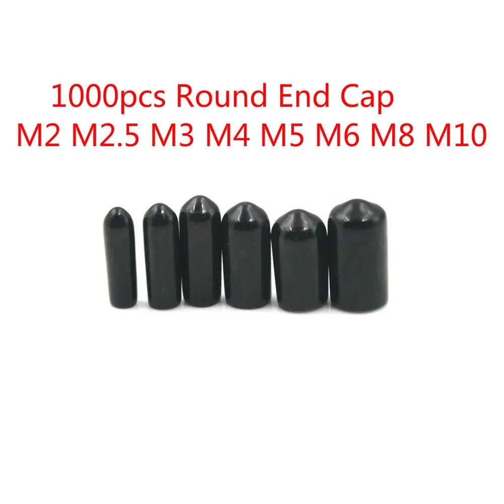 

1000pc Round End Cap Screw Cover Rubber Plastic Tube Hub Thread Protector Push-fit for Pipe M2 M2.5 M3 M4 M5 M6 M8 M10