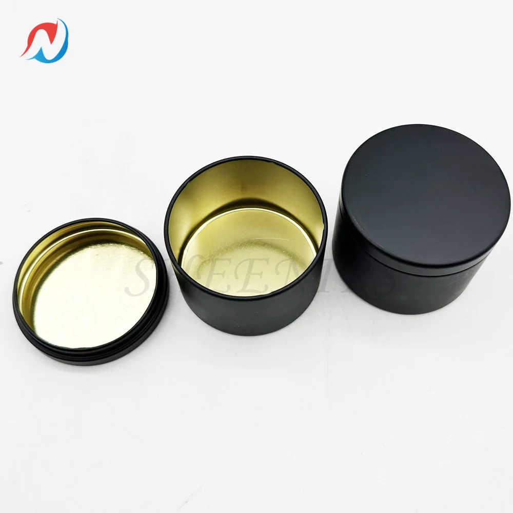 Sheenirs 캔들 캔 캔들 항아리, 슬립온 뚜껑이 있는 금속 원형 보관 용기, DIY 캔들 빈 틴 캔들, 8 oz, 24PCs