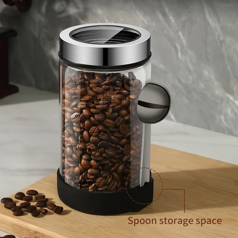 Coffee Bean Glass Sealed Jar Moisture-Proof and Fresh Keeping Coffee Powder Storage Jar Tea Grain Storage Container